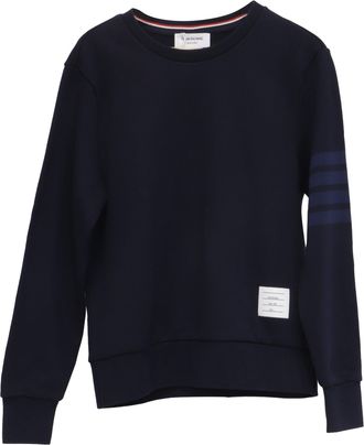 Thom Browne 4-Stripe Sweatshirt in Navy Blue Cotton