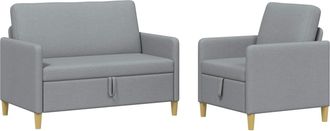 vidaXL Juego De Sof&aacute;s Con Almacenamiento 2 Uds. Gris Claro Poli&eacute;ster Vidaxl