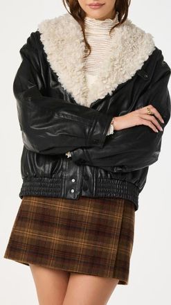 ASTR the Label Jonyssa Faux Fur Trim Faux Leather Jacket in Black at Nordstrom, Size X-Small