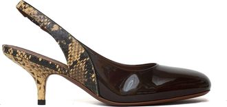 Dries Van Noten Snake-Printed Leather Slingback Pumps