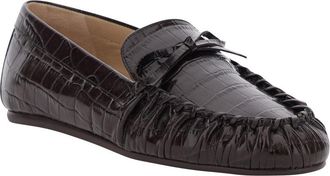 Stuart Weitzman Womens Loafers Britt Bow Brown Leather