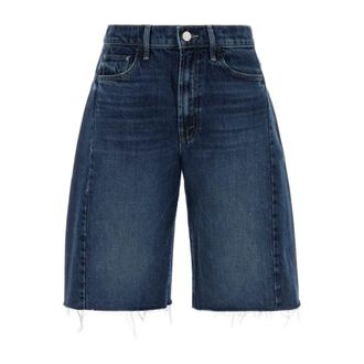Mother Denim Shorts, female, Blue, Size: W25 The Half-Pipe Bermuda Fray