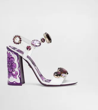 Dolce & Gabbana Patent Leather Sandal With Jewel Embroidery - Woman Sandals And Wedges Multicolor 40.5