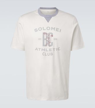 Brunello Cucinelli T-shirt in jersey di cotone con stampa