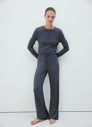 Mango Pantaloni pigiama righe vita regolabile navy - Donna - XS - MANGO
