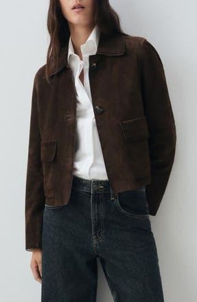 Mango Selection Suede Button-Up Jacket in Brown at Nordstrom Rack, Size Medium