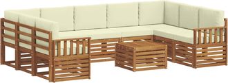 vidaXL Conjunto De Sof&aacute;s De Exterior 10 Uds. Natural Y Crema Vidaxl