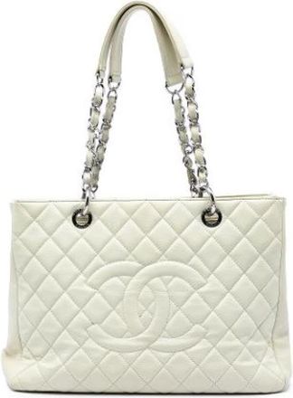 Chanel Pre-owned The Grand Shopping Tote - Dames - Vintage Schoudertas - Wit - ONE Size - Leer - Vintage