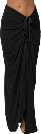 JLUXLABEL Noelia Linen Slit Skirt in Black at Nordstrom, Size X-Small