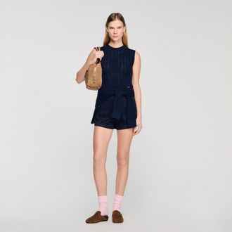 Sandro Textured cropped knit jumper