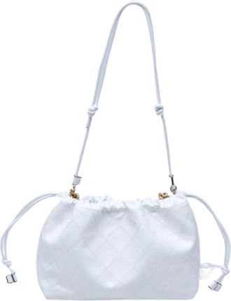 Generic Compatible For Adjustable Drawstring Magnetic Closure Bag, Convertible Crossbody, Deformable Opening Womens Shoulder(WHITE,(20cm(Max Length(30cm))