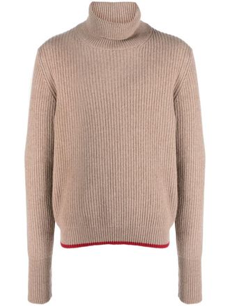Fay roll-neck ribbed jumper - men - Virgin Wool - 46 - Brown