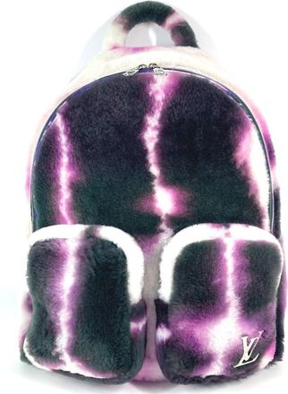 Louis Vuitton Black Purple White Fur Leather Backpack (Pre-Owned)