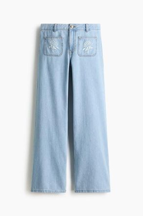 H&M Wide Regular Waist Jeans in Light Denim Blue at Nordstrom, Size 10