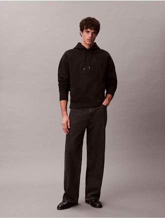 Calvin Klein Mens Emblem Logo Terry Zip Hoodie - Black - XL