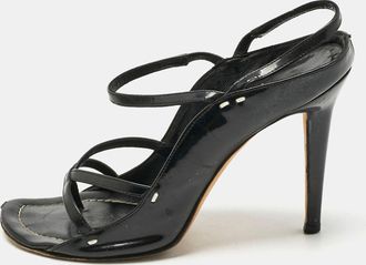 Manolo Blahnik Black Mesh And Leather Slingback Sandals