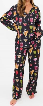 Show me your Mumu Classic Pajama Set In Holiday Cocktails Silky