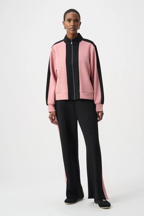 Joseph Ribkoff Scuba Jersey Color Block Funnel-Neck Jacket in Vintage Rose at Nordstrom, Size X-Large