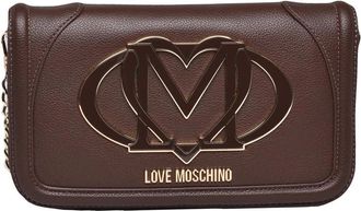 Love Moschino Textured Polyurethane Crossbody Bag With Metallic Logo And Chain Strap