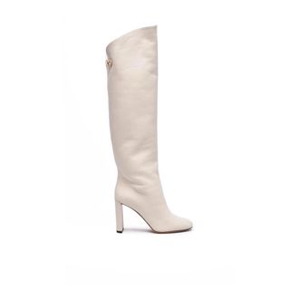 Maisons Skorpios Hoge leren laarzen - Dames - Laarzen met Hak - Beige - 37 EU - Leer - Schoenen