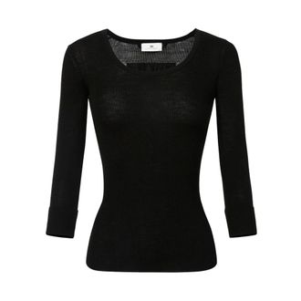 Elisabetta Franchi Dames, Truien, Zwart, Maat: XL Wol