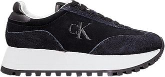 Calvin Klein Sneakers, female, Black, Size: 10 US Retro Laceup Runner Sneakers