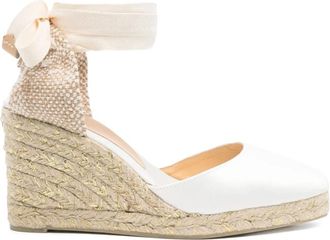 Castaner Joyce Wedge Espadrille - Dames - Sleehakken - Wit - 36 EU - Satijn - Schoenen