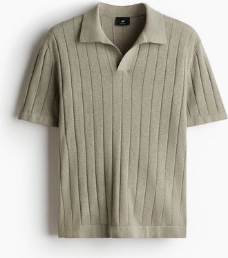 H&M Poloshirt aus Leinenmix Regular Fit - Salbeigr&uuml;n