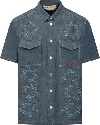 Marni Blue Regular Embroidered Shirt