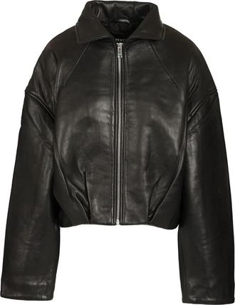 Rotate Cropped Leren Jas - Dames - Leren en Su&egrave;de Jassen - Zwart - XS - Leer - Jassen