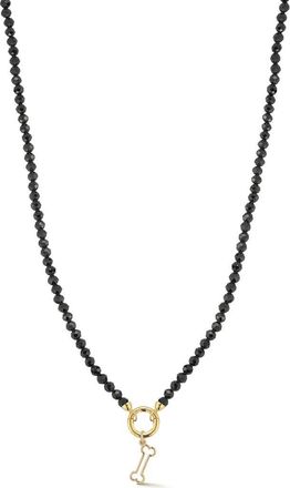 Ember Fine Jewelry 14K Gold Freshwater Pearl Bone Pendant Necklace in Gold/onyx at Nordstrom Rack
