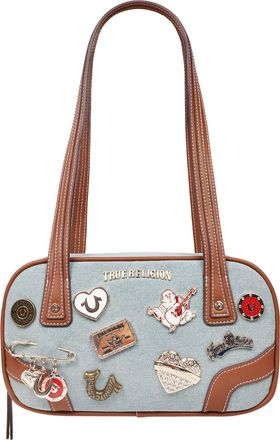 True Religion Arbor Multi Pin Logo Denim Satchel