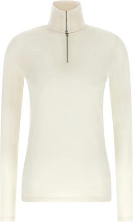 Jil Sander Truien & Vesten, Dames, Wit, M, Wol, Lange Mouwen coltrui