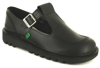 Kickers Womens Shoes Work School Aztec Leather Buckle black - Size UK 5