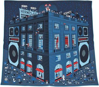 Herm&egrave;s Fazzoletto da taschino con motivo - Blu