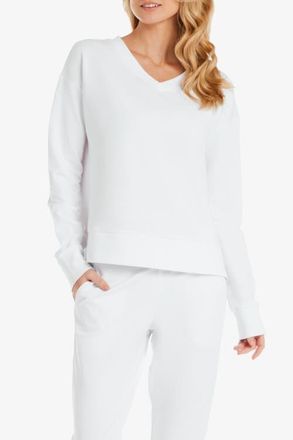 Helen Jon V-Neck Pullover in White at Nordstrom, Size X-Small