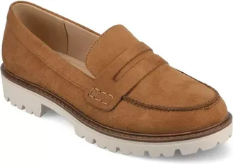 Journee Collection Journee Kenly Loafer Womens Tan Suede Tru Comfort Foam Flats Shoes HAWK1721