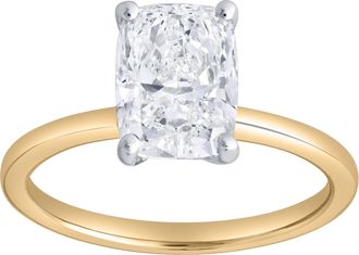 LuvMyJewelry Nisrine 14K Yellow Gold Cushion Cut Lab Grown Diamond Solitaire Engagement Ring - 2.25 Ct