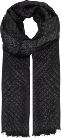 A|X Armani Exchange Accessoires, Heren, Zwart, ONE Size, Katoen, Jacquard Logo Sjaal