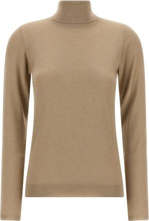Brunello Cucinelli Beige Solid Turtle Neck Sweater