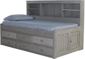 American Furniture Classics OS Home and Office Furniture Model 83222-6-KD, Solid Pine Twin Daybed with Six Sturdy Drawers in Charcoal Gray