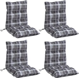 vidaXL Cojines Para Silla Respaldo Bajo 4 Uds Tela Oxford Cuadros Gris Vidaxl