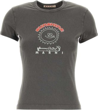 Marni Grey Graphic Crew Neck T-Shirt