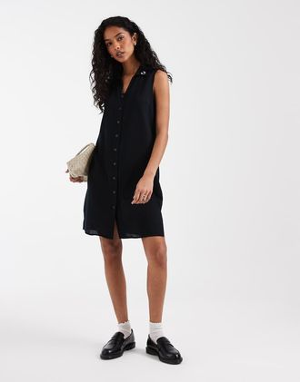 Fred Perry Vestito corto senza maniche nero a righe trasparenti