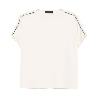 Fabiana Filippi T-shirt Girocollo con Dettagli a Righe - - Tops - Donna - Bianco - S