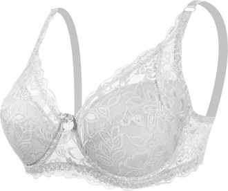 Generic Sports Bras Women High Impact Thin Cotton Cup Through The Cup Large Size Lace Bra Fixed Double Straps Adjustable Comfortable of Breasts Ladies Underwe