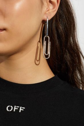 Off-white Earrings With Shimmering Crystals, Womens, Silver
