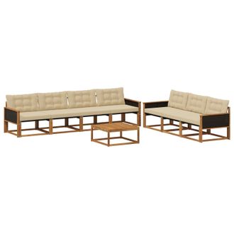 vidaXL Conjunto De Sof&aacute;s De Exterior Con Coj&iacute;n 8 Pcs Natural Y Beige Vidaxl