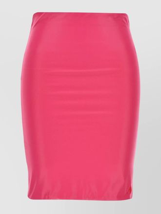 The Attico high-waisted knee-length pencil skirt satin finish