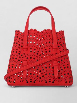 Alaia mina leather tote bag cut out design